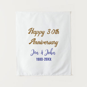 Happy 30th wedding anniversary royal blue golden s tapestry
