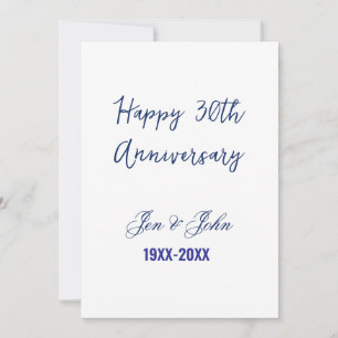 Happy 30th wedding anniversary royal blue trendy m invitation