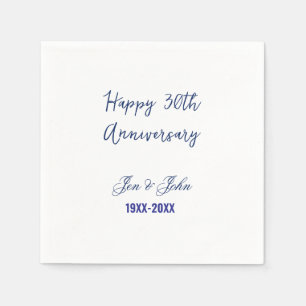 Happy 30th wedding anniversary royal blue trendy m napkin