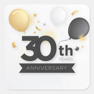 Happy 30th Year Anniversary with Balloons  Square Sticker
