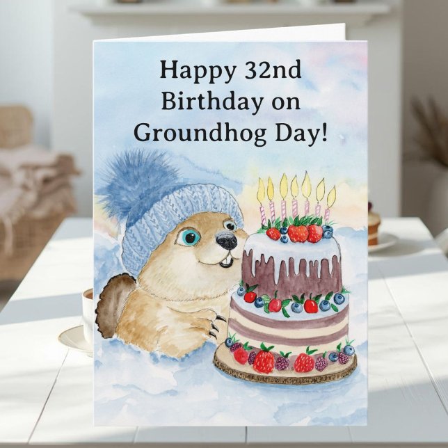  Happy 32nd Groundhog Day Birthday  Card (Creator Uploaded)