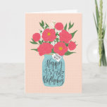 Happy 33rd Birthday Wife with Mason Jar of Flowers Card<br><div class="desc">A mason jar filled with a gorgeous bunch of peonies and white flowers with the hand lettered words 'For my wife' on the tag and 'Happy 33rd Birthday' on the mason jar. The perfect birthday card to celebrate your wife's birthday! © Ness Nordberg</div>