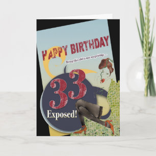 Happy 33rd Birthday worn vintage flare old age 33 Card