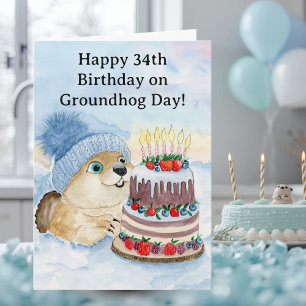  Happy 34th Groundhog Day Birthday  Card