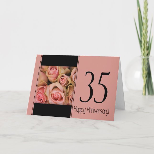 Happy 35th Anniversary roses Card (Front)
