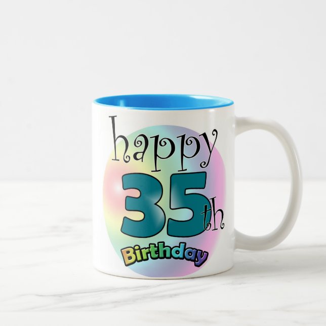 Happy 35th Birthday (blauwe) Two-Tone Coffee Mug (Right)