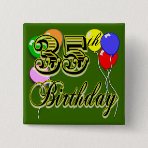 Happy 35th Birthday Gifts 2 Inch Square Button