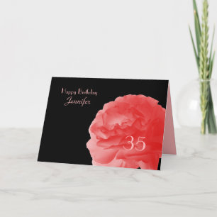 Happy 35th Birthday Greeting Card, Coral Rose Card