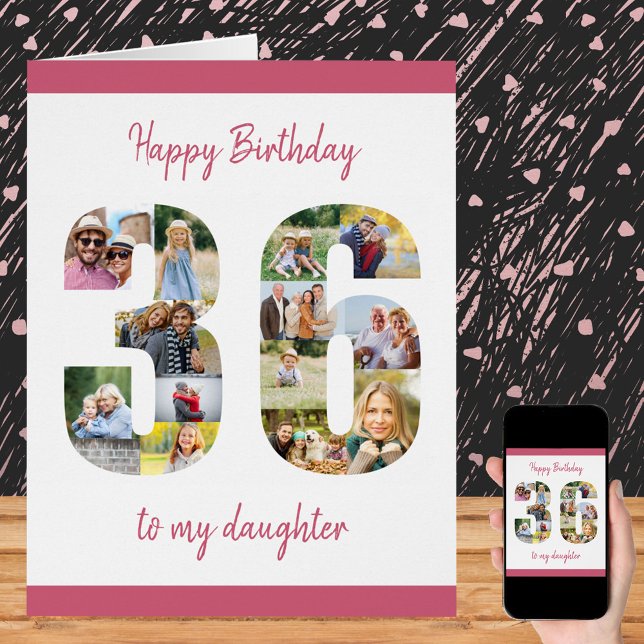 Happy 36th Birthday Daughter Big 36 Photo Collage (Creator Uploaded)