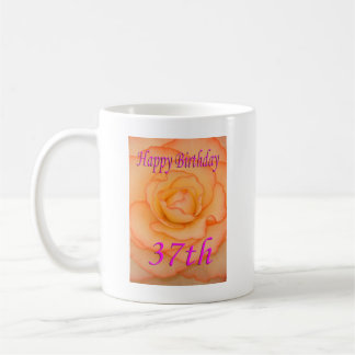 Happy 37th Birthday Yellow Flower with Pink Trim Coffee Mug