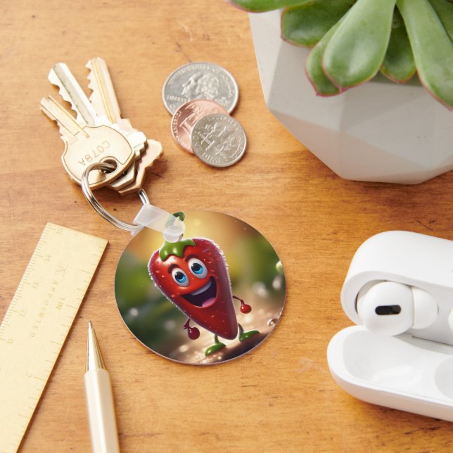 Happy 3D Animated Chili Bean, Keychain (Desk)