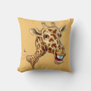 Happy 3D Giraffe Throw Pillow
