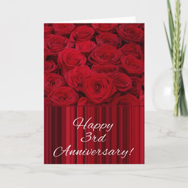 Happy 3rd Anniversary roses Card (Front)