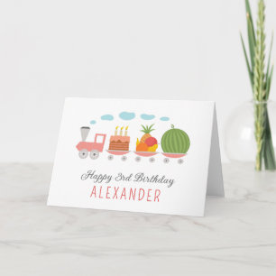 Happy 3rd Birthday Cute Toy Train Cake Candles Card