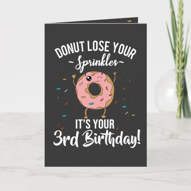 Happy 3rd Birthday Doughnut Theme Funny Card (Front)