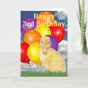 Happy 3rd Birthday Ducklings Colourful Balloons Card