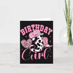 Happy 3rd Birthday Girl Outfit Rodeo Western Cowgi Card