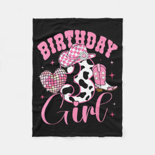 Happy 3rd Birthday Girl Outfit Rodeo Western Cowgi Fleece Blanket