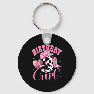 Happy 3rd Birthday Girl Outfit Rodeo Western Cowgi Keychain