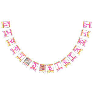 Happy 3rd Birthday girl photo age bunting Bunting Flags