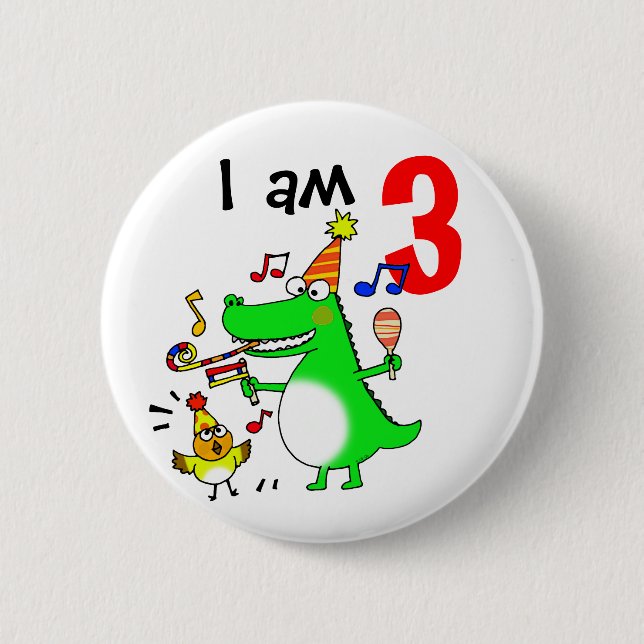 Happy 3rd Birthday ( I am 3 ) 2 Inch Round Button (Front)