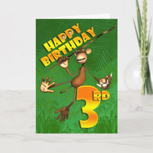 Happy 3rd Birthday Monkey Banana Card