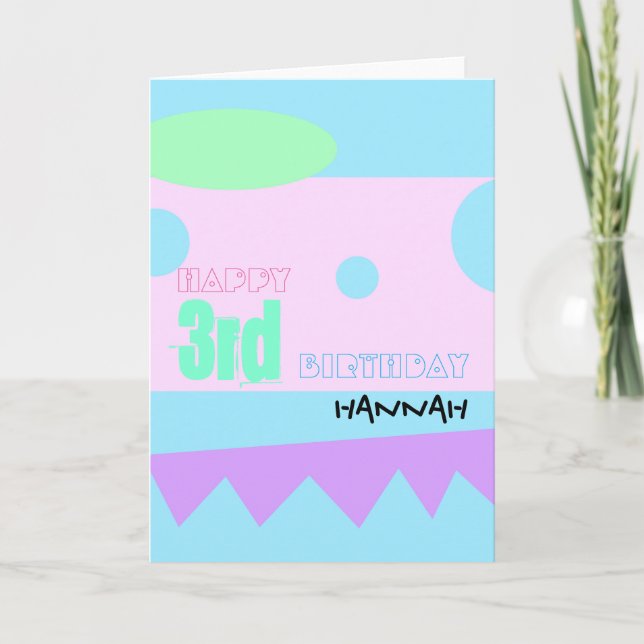 Happy 3rd Birthday Personalizable Greeting Card (Front)