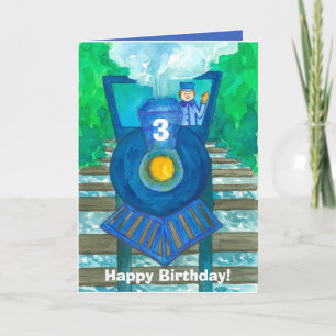 Happy 3rd Birthday Steam Train Custom Card