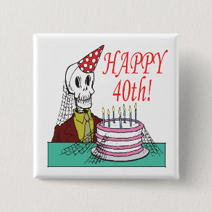 Happy 40th 2 inch square button