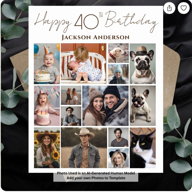 Happy 40th Birthday 15 Multiple Photo  Poster (Creator Uploaded)
