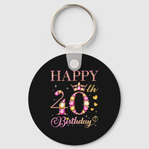 Happy 40th Birthday 40 Years Old Men Women Birthda Keychain