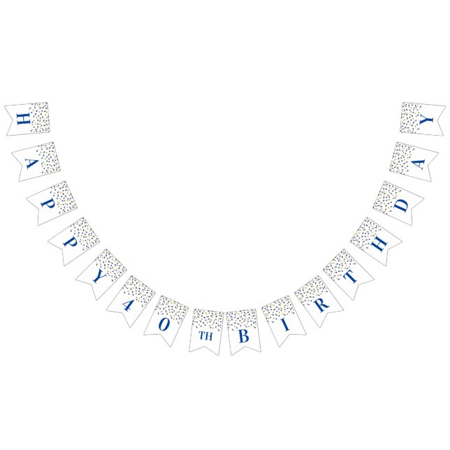 Happy 40th Birthday Banner Blue Gold Confetti (All)
