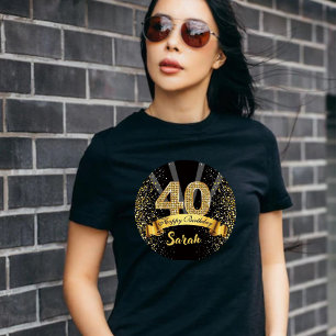 Happy 40th Birthday Black and Gold Glitter Tri-Blend Shirt