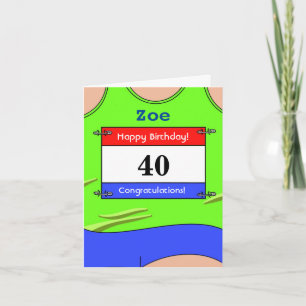 Happy 40th Birthday card for a runner
