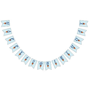 Happy 40th Birthday Elegant Apple Head Lady Blue Bunting Flags