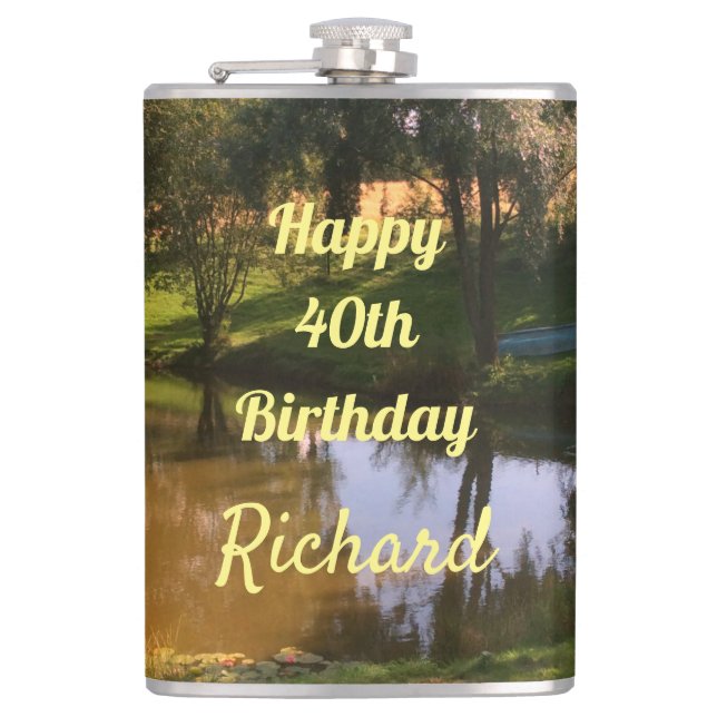 Happy 40th Birthday Hip Flask (Front)