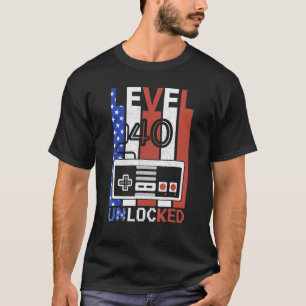 Happy 40th Birthday Level 40 Unlocked Cool Video G T-Shirt