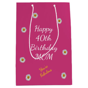 Happy 40th Birthday Mom Medium Gift Bag