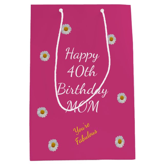 Happy 40th Birthday Mom Medium Gift Bag (Front)