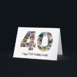 Happy 40th Birthday Number 40 Custom Photo Collage Card<br><div class="desc">Mark forty years of wonderful memories and adventures with this captivating 40th Birthday Number Photo Collage. This customizable template is the perfect blend of creativity and sentiment, allowing you to create a truly memorable gift for your loved one's special day. Capture the essence of incredible years in a single masterpiece...</div>
