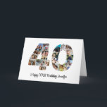 Happy 40th Birthday Number 40 Custom Photo Collage Card<br><div class="desc">Mark forty years of wonderful memories and adventures with this captivating 40th Birthday Number Photo Collage. This customizable template is the perfect blend of creativity and sentiment, allowing you to create a truly memorable gift for your loved one's special day. Capture the essence of incredible years in a single masterpiece...</div>