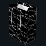 Happy 40th Birthday on black Medium Gift Bag<br><div class="desc">Happy 40th Birthday message in tile pattern on black.
Background colour and message can be edited.</div>