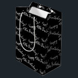 Happy 40th Birthday on black Medium Gift Bag<br><div class="desc">Happy 40th Birthday message in tile pattern on black.
Background colour and message can be edited.</div>