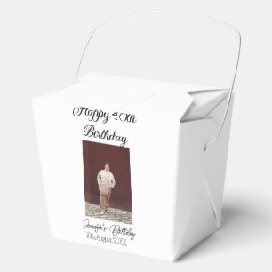 Happy 40th birthday photo modern simple minimal favor box