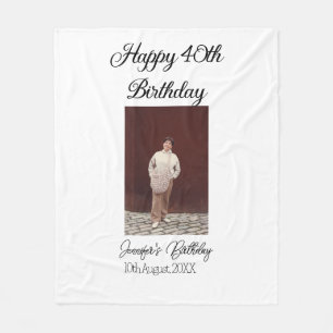 Happy 40th birthday photo modern simple minimal  fleece blanket