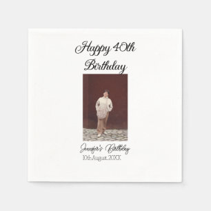 Happy 40th birthday photo modern simple minimal  napkin