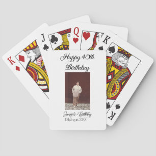 Happy 40th birthday photo modern simple minimal playing cards