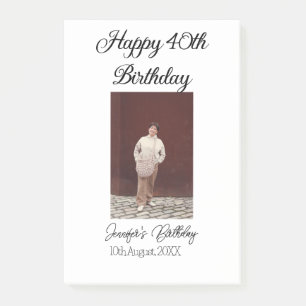 Happy 40th birthday photo modern simple minimal  post-it notes