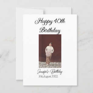Happy 40th birthday photo modern simple minimal postcard