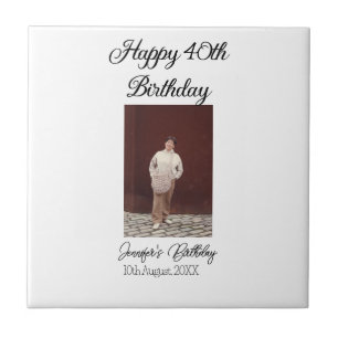 Happy 40th birthday photo modern simple minimal  tile